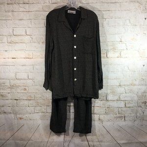 Chicos Womens Size 1 Black Chevron Career Pants & Shirt Set Button Down